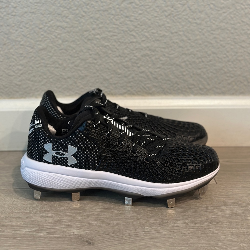 Under Armour Black and White Athletic Shoes with Metal Spikes